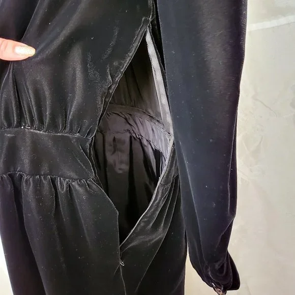 RARE Vintage Valentino Black Velvet Midi Dress, Italian size 44 - Picture 11 of 15